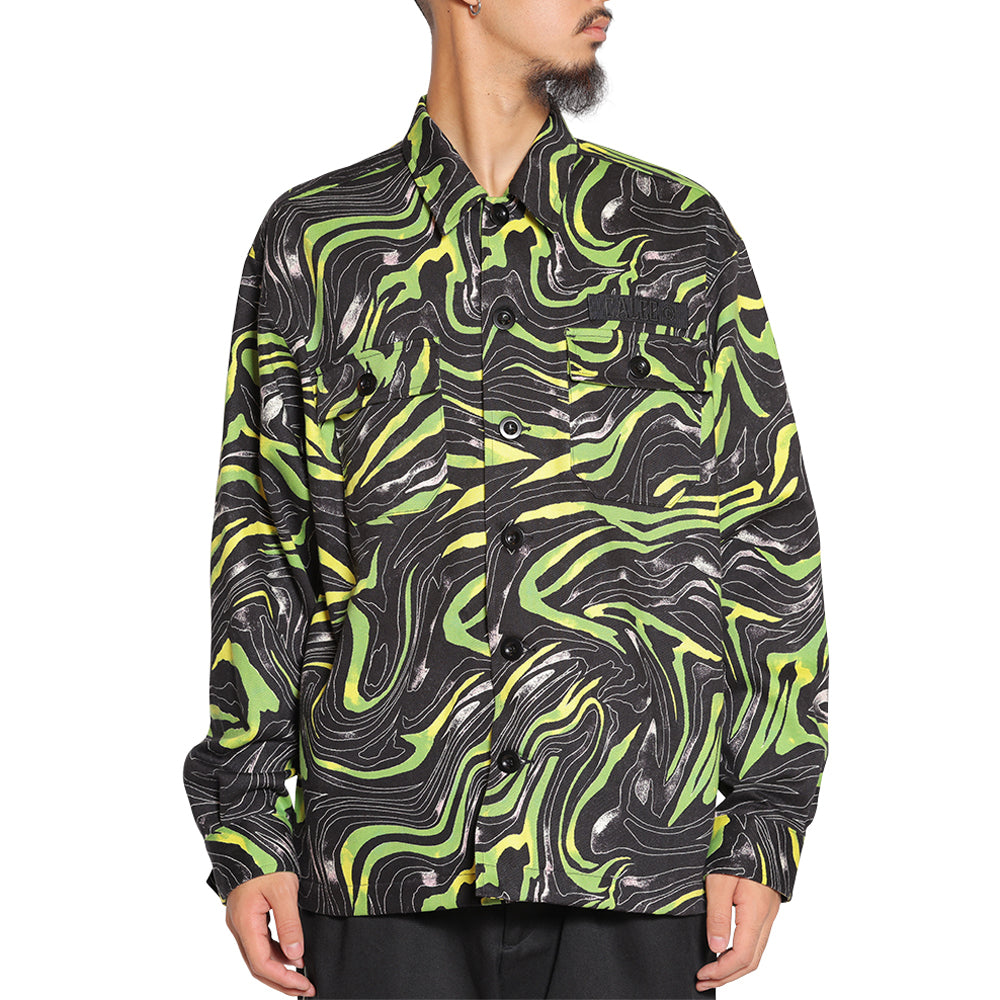 CAMO PATTERN OVER SHILHOUETTE L/S SHIRT JACKET