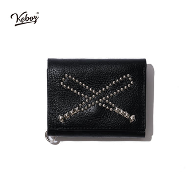 CALEE × KEBOZ STUDS LEATHER MULTI WALLET