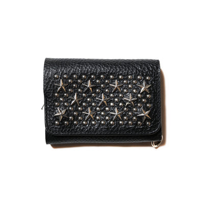 STAR STUDS FLAP LEATHER HALF WALLET