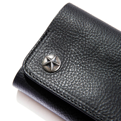 SILVER STAR CONCHO FLAP LEATHER HALF WALLET - calee-official