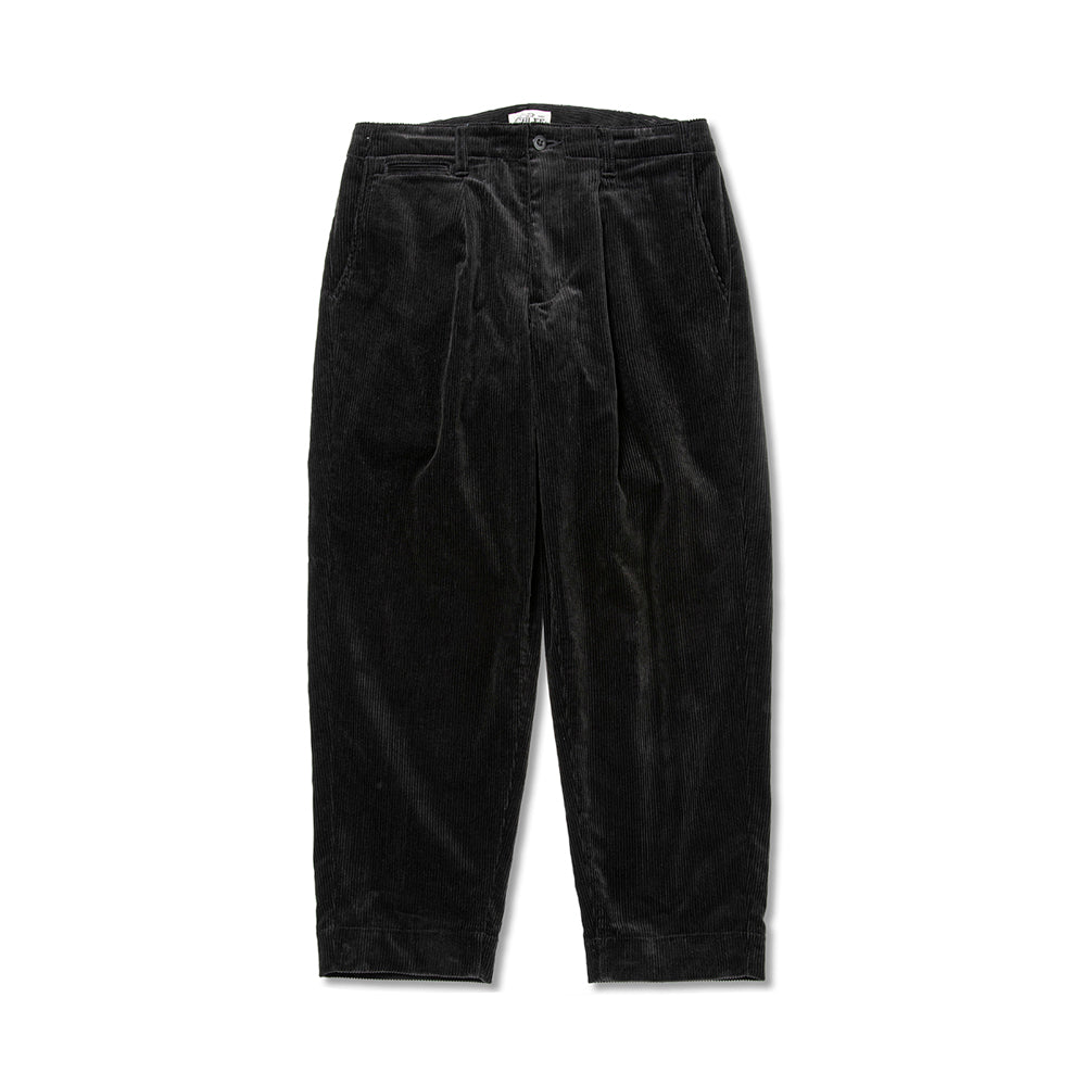 CORDUROY WIDE SILHOUETTE TAPERED TUCK TROUSERS - calee-official