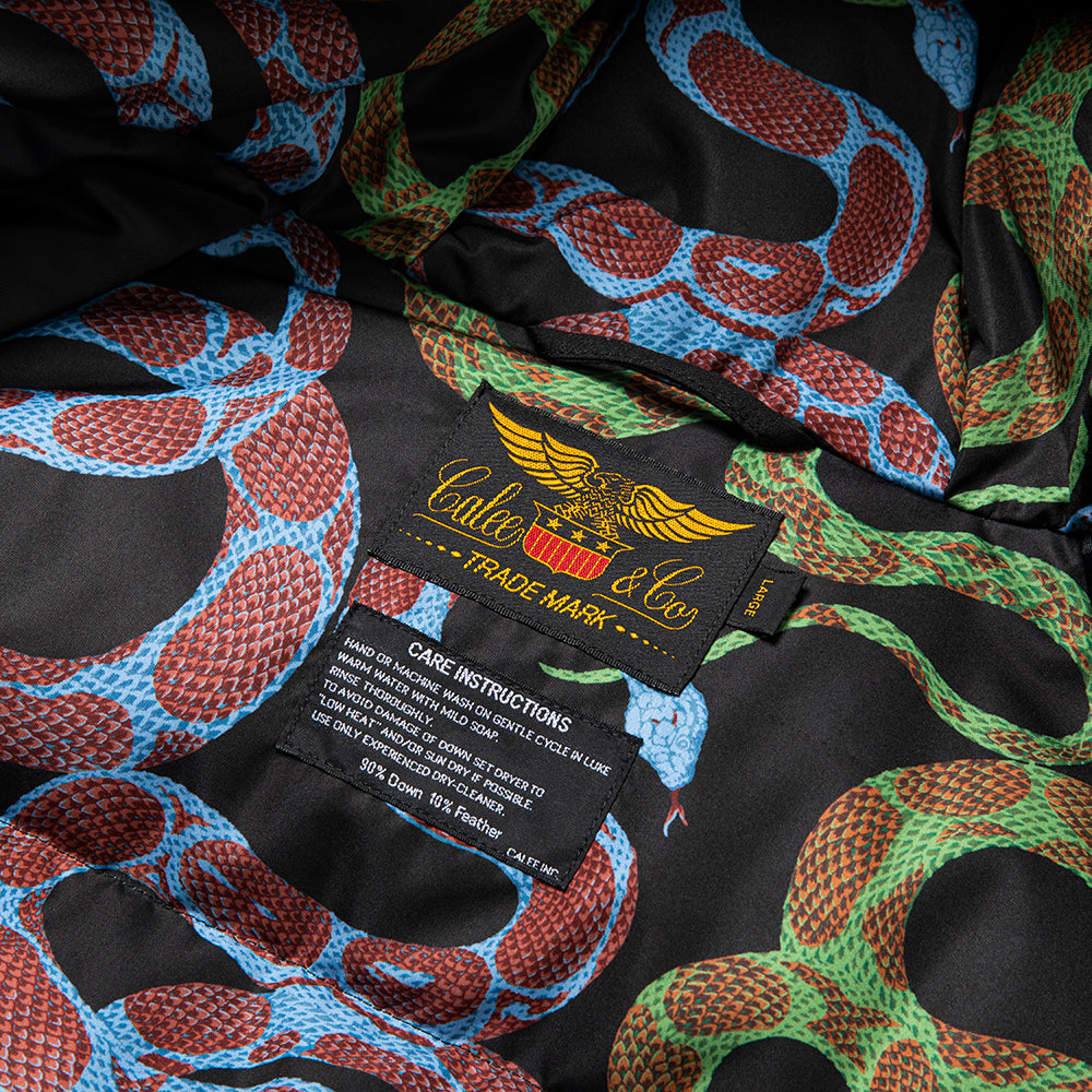 FRENCH WHITE DUCK DOWN HOODIE JACKET <LINING OF SNAKE PATTERN> - calee-official