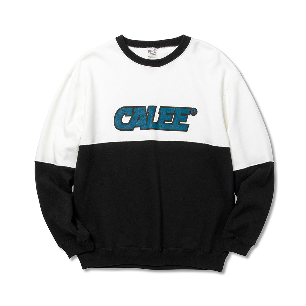 CALEE UNIV. CONTRASTING FABRIC CREW NECK SWEAT - calee-official