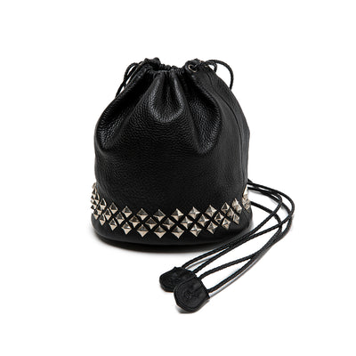 STUDS LEATHER DRAWSTRING BAG - calee-official