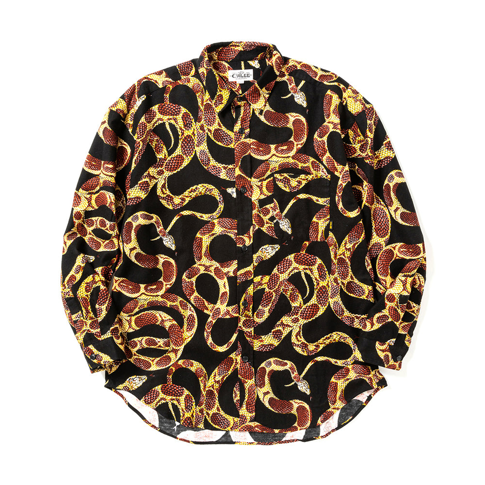 ALLOVER SNAKE PATTERN FLANNEL OVER SILHOUETTE SHIRT -LIMITED- - calee-official