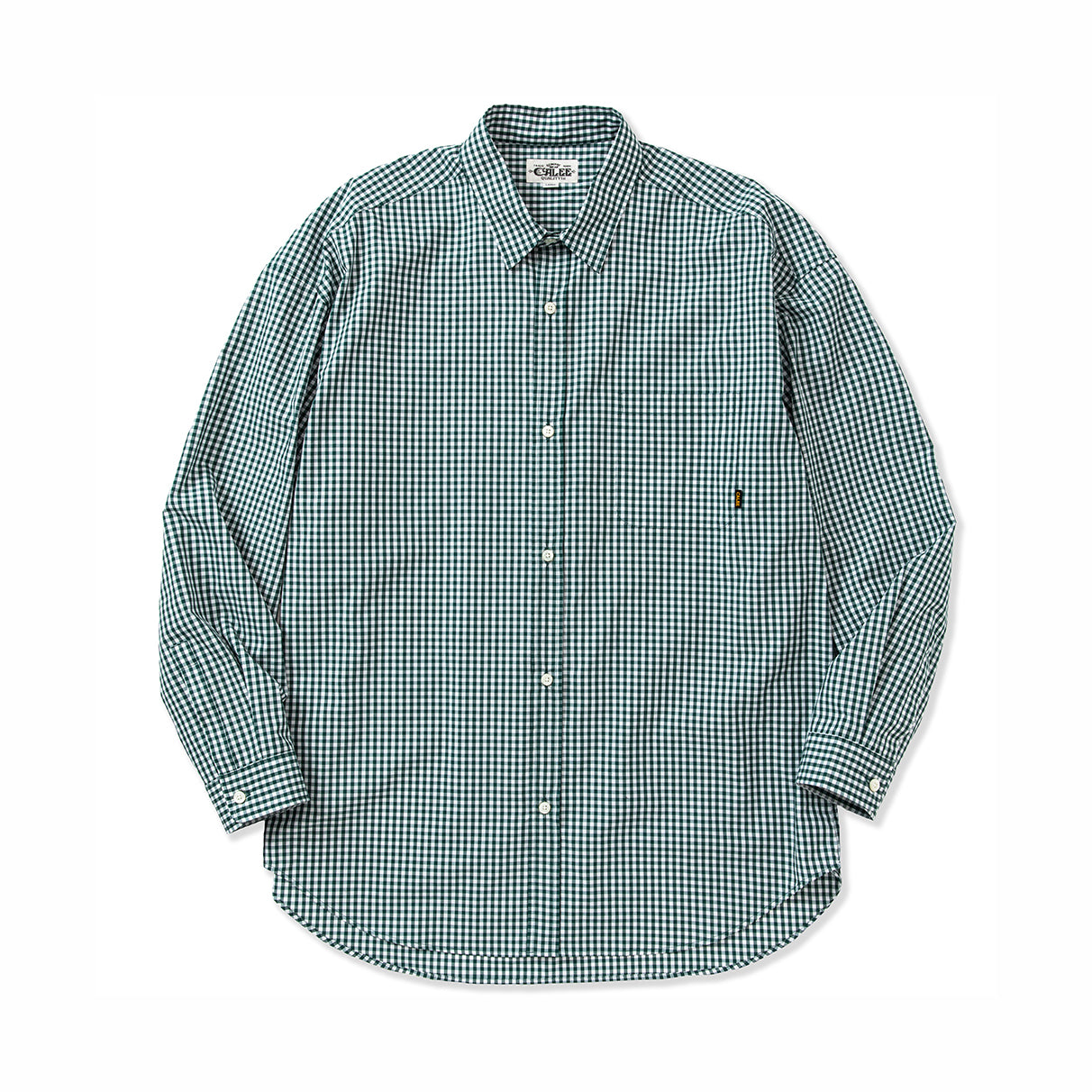 GINGHAM CHECK PATTERN OVER SILHOUETTE L/S SHIRT - calee-official