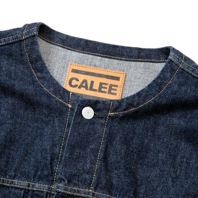 1ST TYPE NO COLLAR DENIM JACKET -ONE WASH- - calee-official