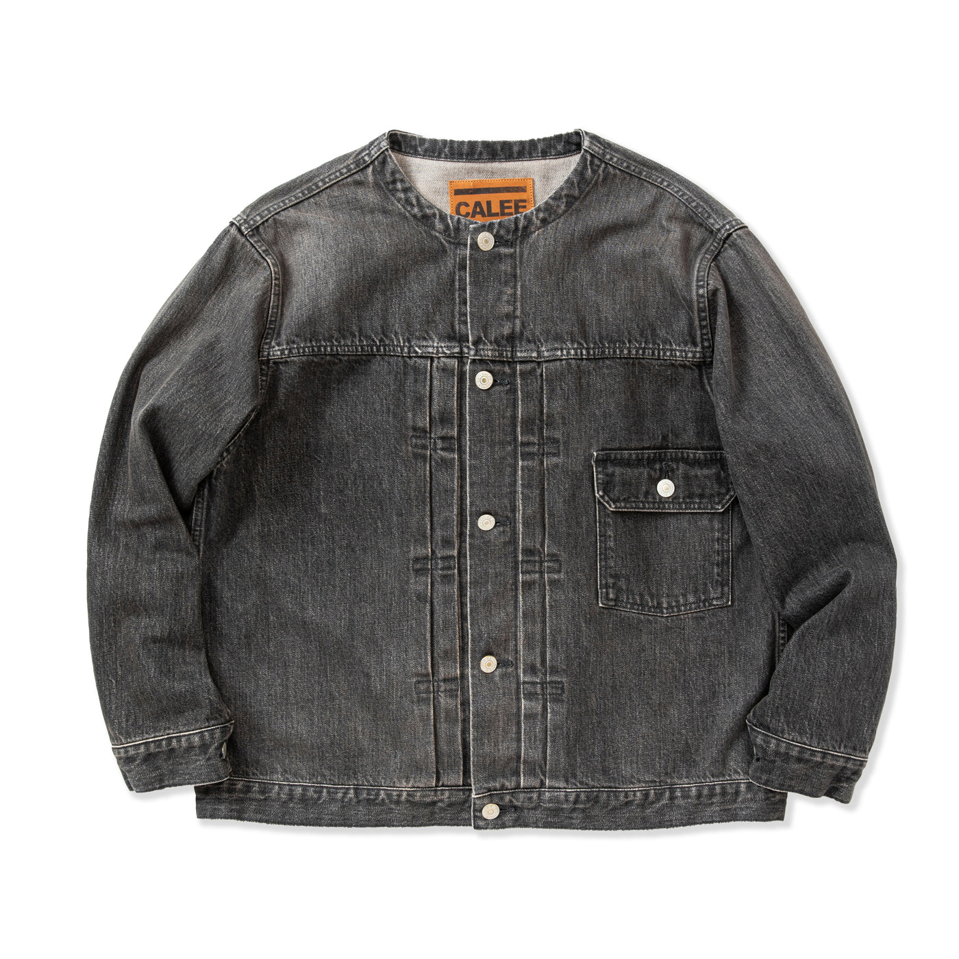 1ST TYPE NO COLLAR DENIM JACKET -USED BLACK- - calee-official