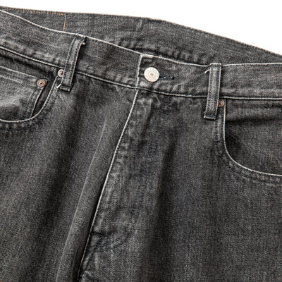 VINTAGE REPRODUCT WIDE SILHOUETTE DENIM PANTS -USED BLACK- - calee-official
