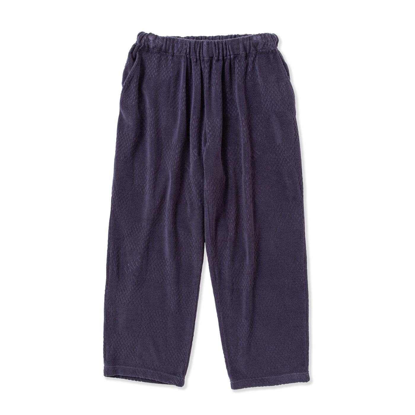 CALEE CHECKER PILE JACQUARD WIDE SHILHOUETTE RELAX PANTS