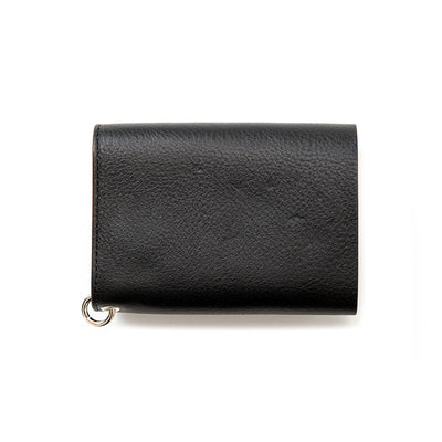 ROUND & PYRAMID STUDS LEATHER FLAP HALF WALLET - calee-official