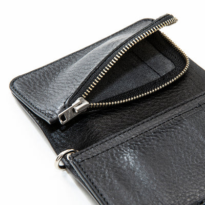 ROUND & PYRAMID STUDS LEATHER FLAP HALF WALLET - calee-official