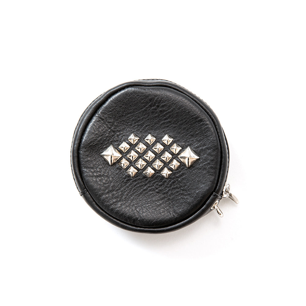 STUDS LEATHER ROUND TYPE MULTI POUCH - calee-official