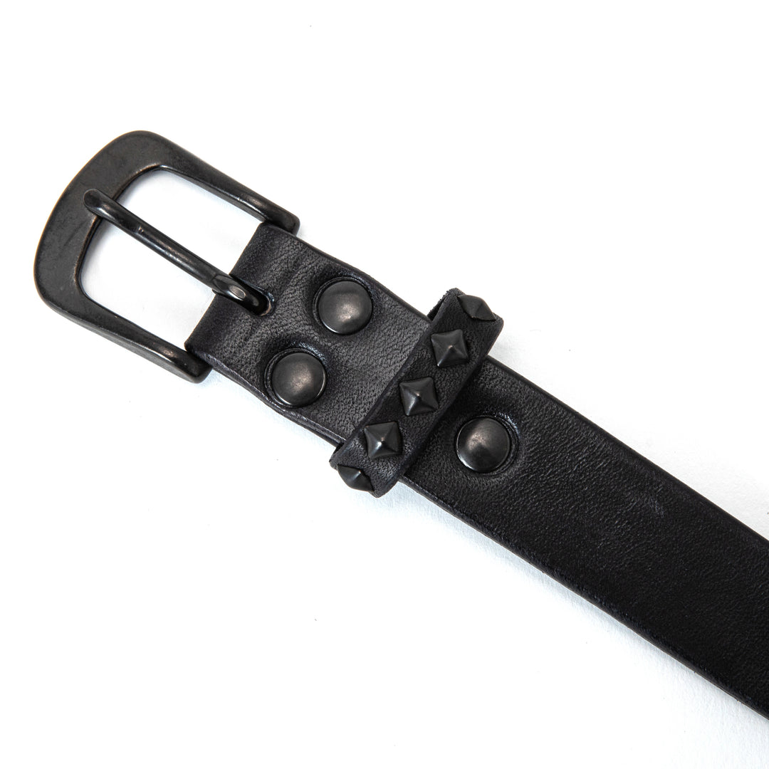 美品 箱付き THE CALEE スタッズ ナローレザーベルト ブラック M CALEE - STUDS LEATHER NARROW BELT (BLACK) / スタッズ レザー